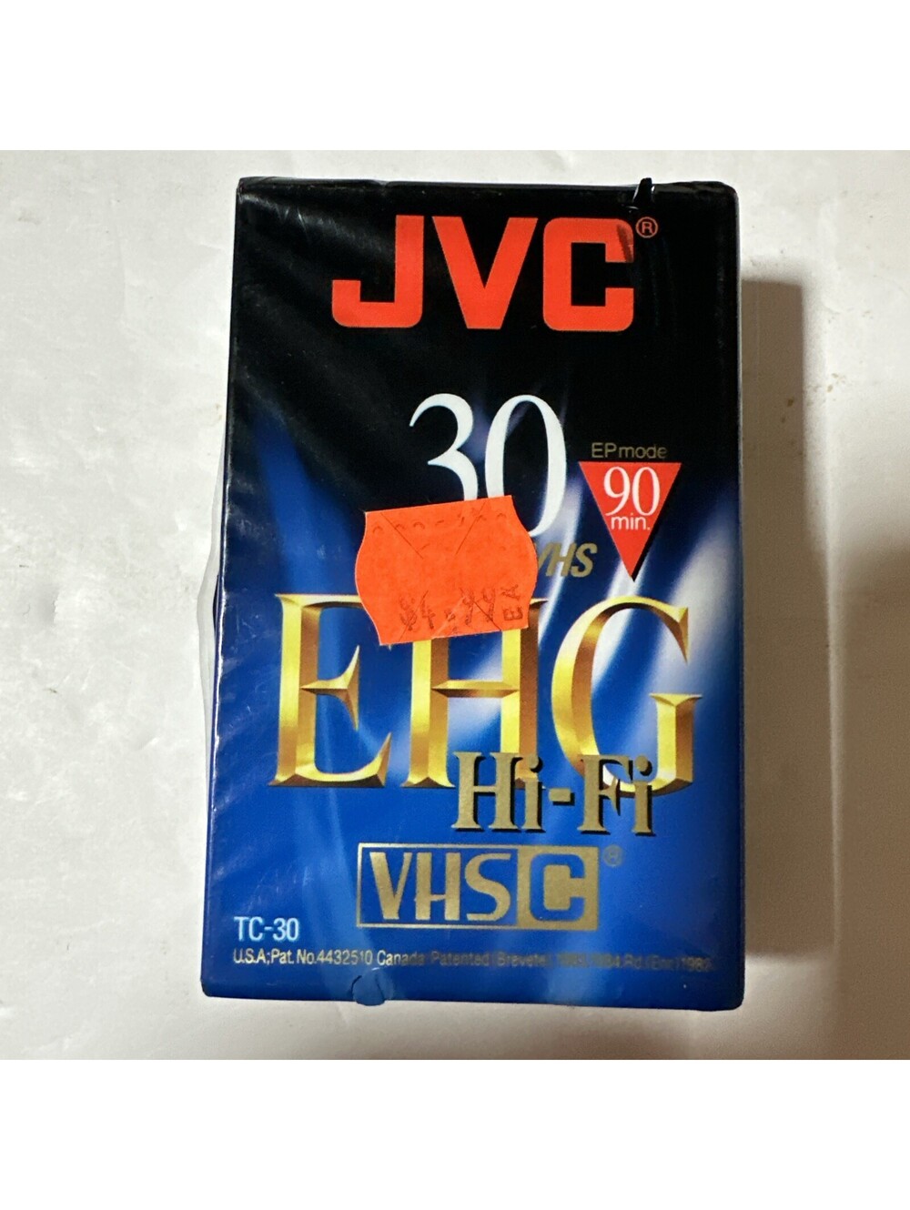JVC VHS-C EHG Hi‑Fi TC‑30 Blank Camcorder Tape — 30min SP/90min EP — Sealed